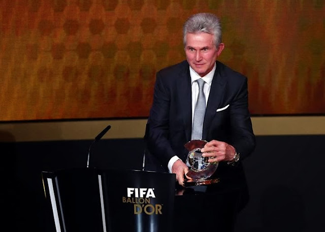 Jupp Heynckes wins the FIFA World Coach of the Year for Men's Football for his work with FC Bayern Munchen.