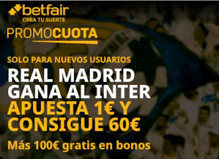 betfair promocuota Real Madrid gana Inter 3-11-2020