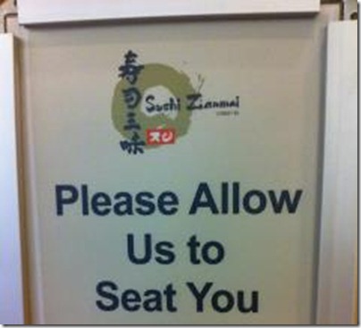 Please allow us to seat you