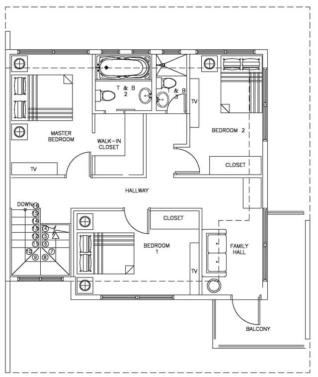 مخطط منزل 120 متر مربع واجهة واحدة 120 sqm house plan