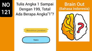 Kunci Jawaban Brain Out Level 121: Tulis Angka 1 Sampai Dengan 199, Total Ada Berapa Angka"1"?