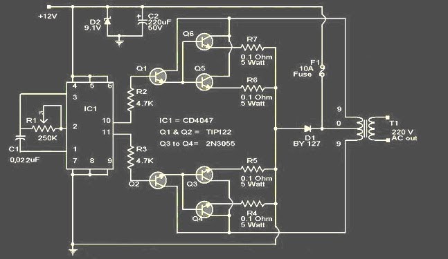  Rangkaian 100watt Inverter 2N3055 Koleksi Skema Rangkaian 