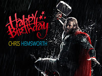 chris Hemsworth, with his famous hammer in action