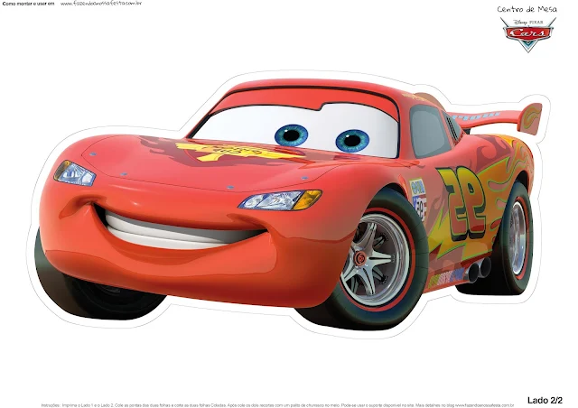 Rayo McQueen of Cars: Free Printable Table Centerpiece.