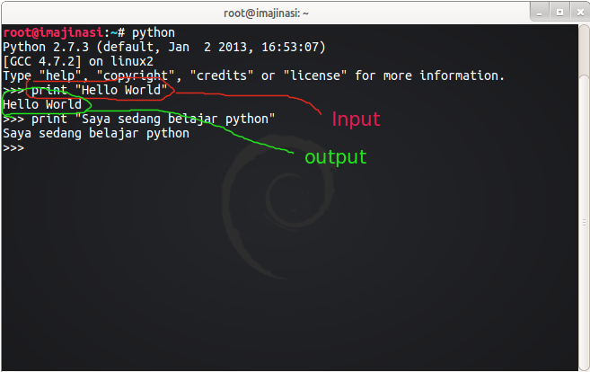 Program Hello world dengan Python