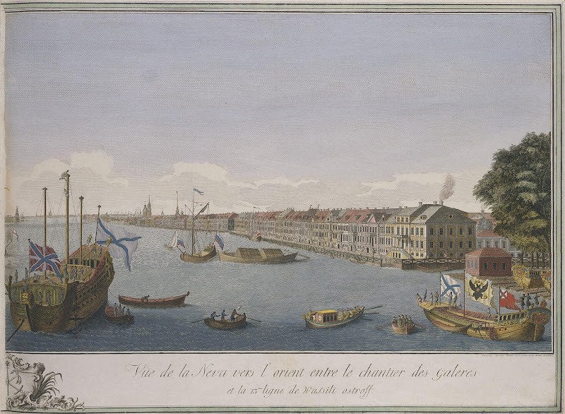 View of the Neva Upstream from the Galley Yard and the 13th Line of Vasilyevsky Island by I.P. Yelyakov - Architecture, Cityscape, Landscape Art Prints from Hermitage Museum
