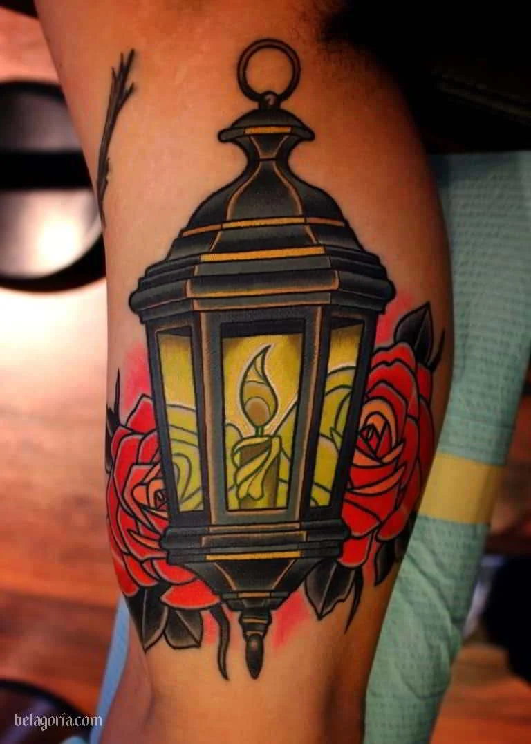 tatuaje de farol antiguo