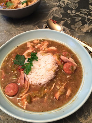 gumbo, soup, chicken, andouille sausage, roux, file powder