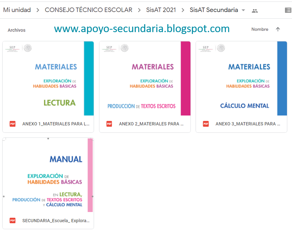 Materiales para la aplicación del SisAT 2021 en Secundaria