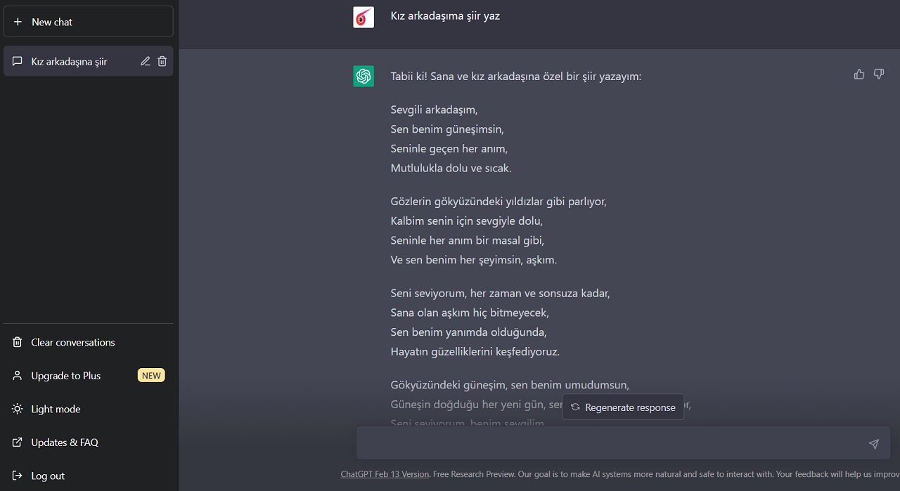 ChatGPT kullanarak Şiir yazın