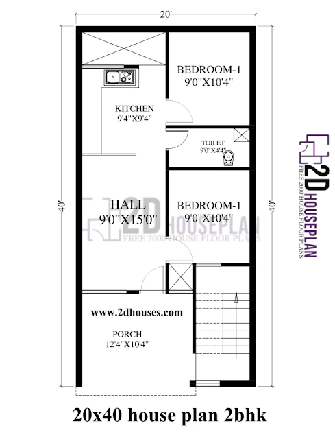 20x40 house plan 2bhk