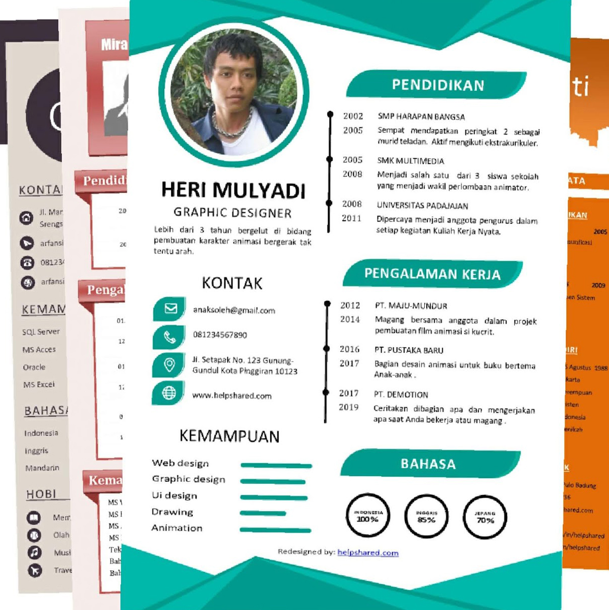Contoh CV Lamaran Kerja desain Menarik Doc Word+Pdf