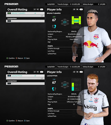 PES 2021 Faces Lucas Piton & Bruno Tubarao