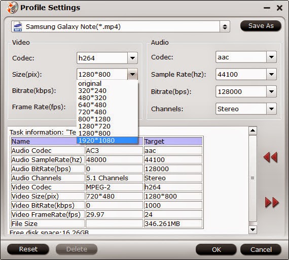 Galaxy Note Pro 12.2 Video Settings