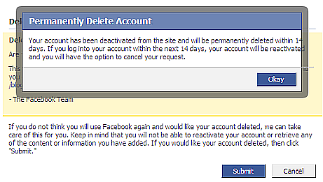 Permanent Temporary Deletion of FB Account