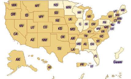 Map of 52 States in USA