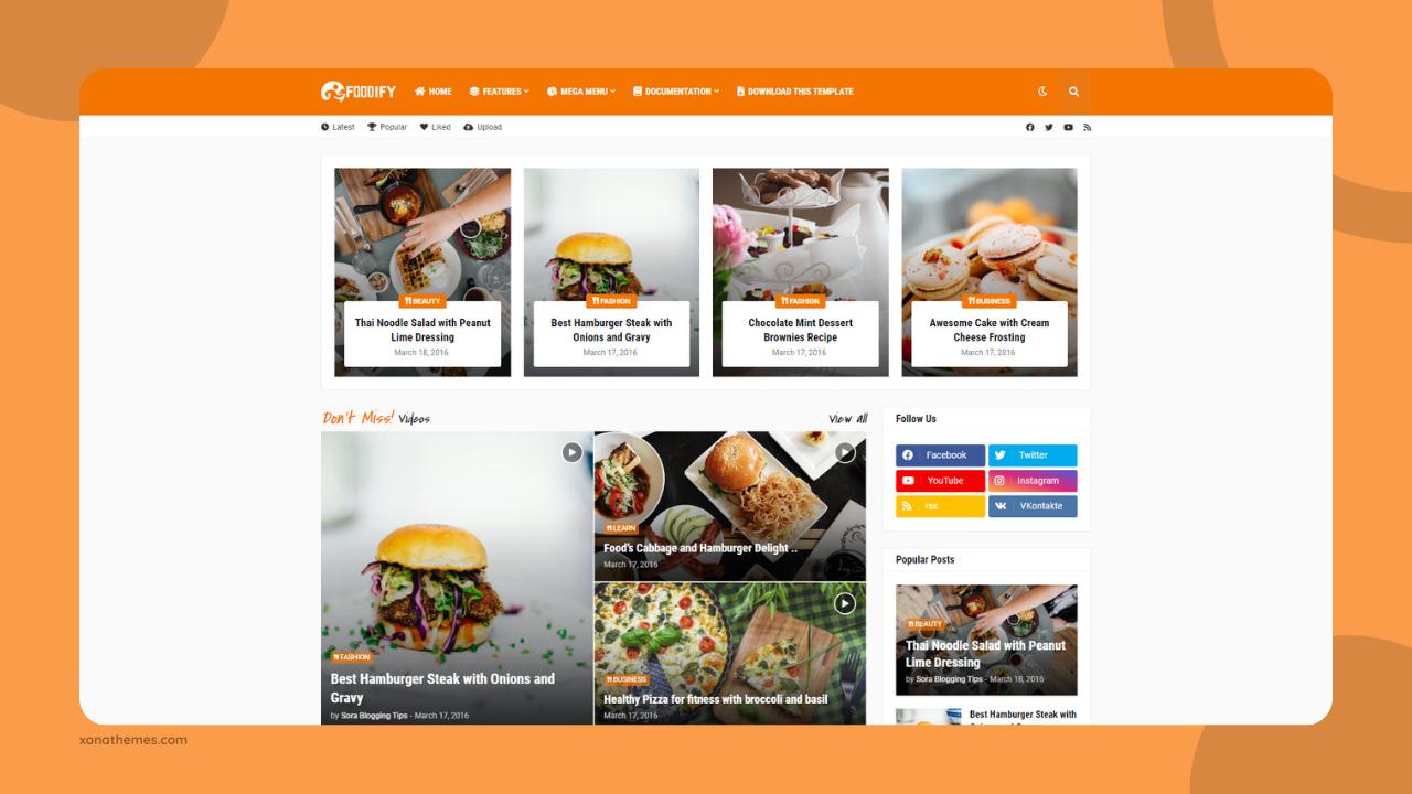 Foodify Premium Blogger Template