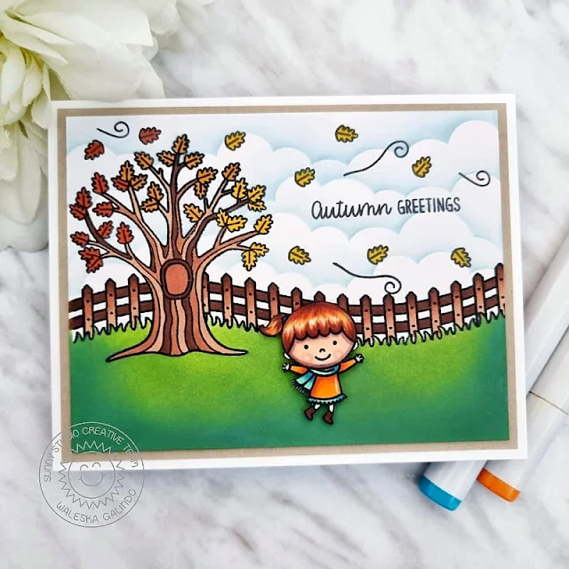 Sunny Studio Stamps: Fall Scenes Card by Waleska Galindo (featuring Fall Kiddos)