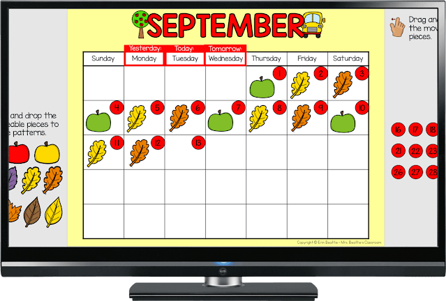 Photo of calendar resource September calendar with patterned clip art