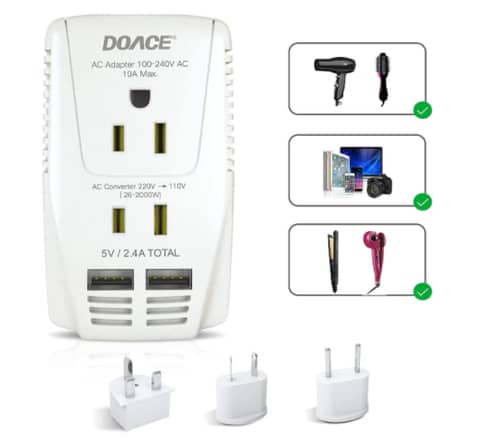 DOACE C11 2000W Travel Voltage Converter with 2 USB