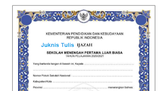 Unduh Juknis Pengisian Blangko Ijasah SD SMP SMA SMK TP 2020/2021