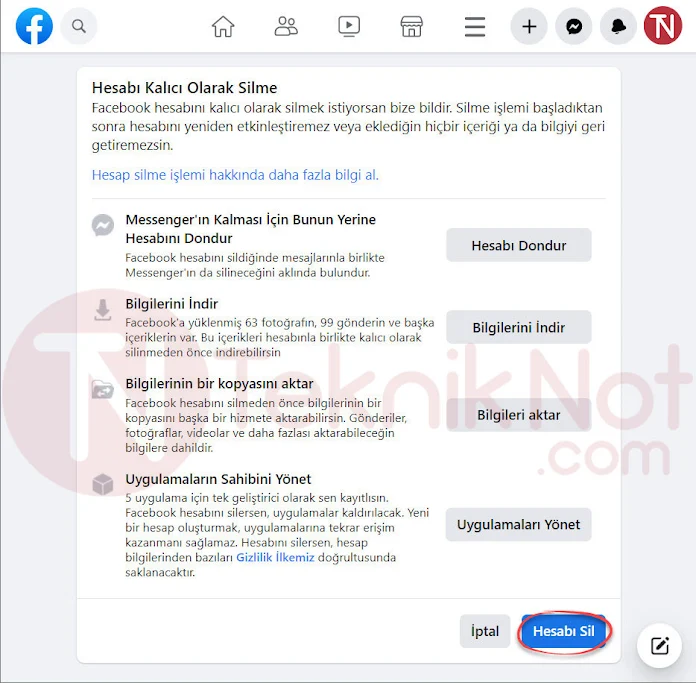 Facebook Hesabını Kalıcı Olarak Silme