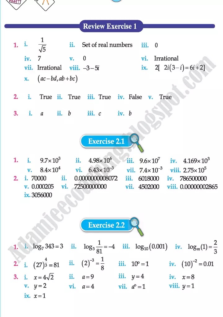 answers-key-mathematics-class-9th-text-book