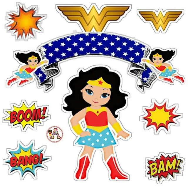 Wonder Woman: Free Printable Cake Toppers. 