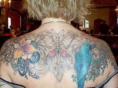 Models Extreme Full Back Tattoo