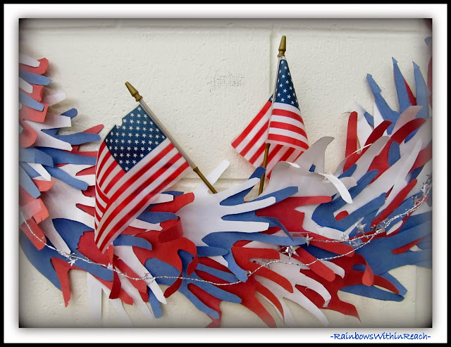 Traced Hands Create a Patriotic Wreath via RainbowsWithinReach