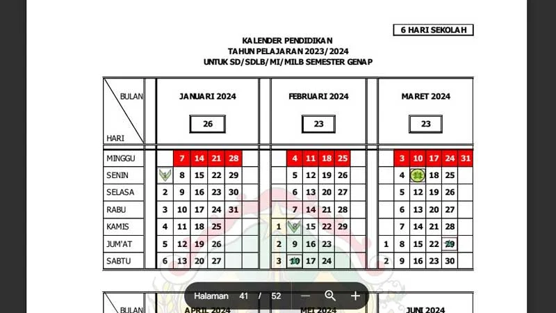 Kalender Pendidikan Tahun Pelajaran 2023/2024 Jawa Tengah
