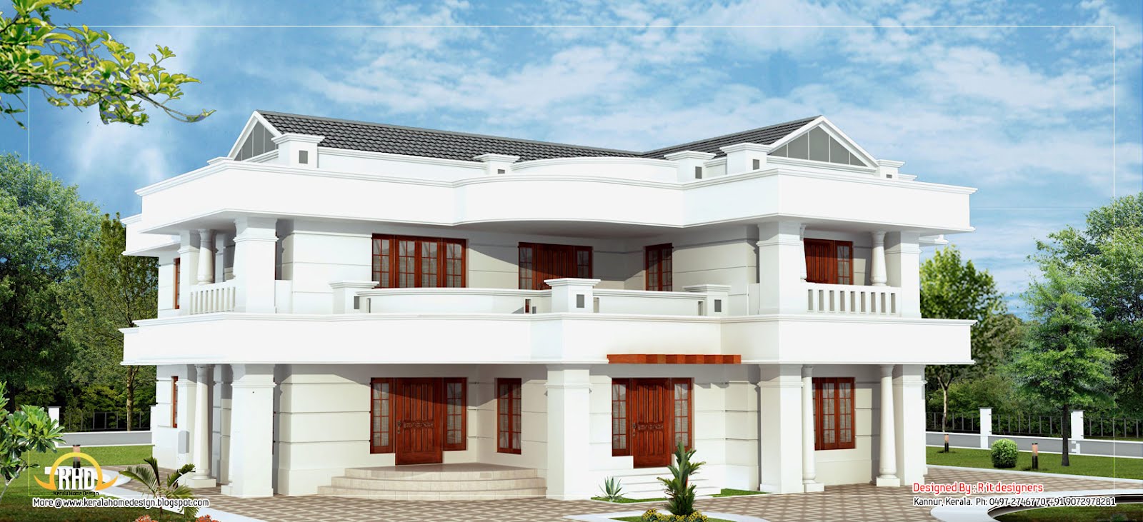 Beautiful 2  Story  House  Elevation 3665 Sq Ft Kerala  