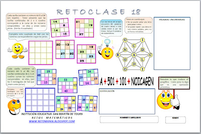 Retos Matemáticos, Desafíos Matemáticos, Problemas de Ingenio, Problemas de Lógica, Números Encasillados, Jeroglíficos, Buscapalabras