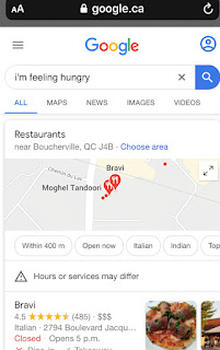 Google I'm Feeling Hungry