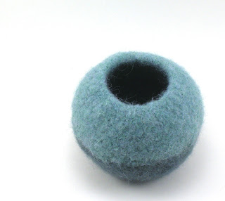 green felted wool bubble bowl