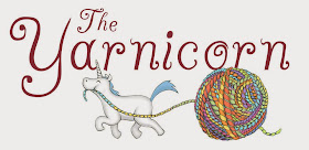 The Yarnicorn logo--unicorn pulling a ball of yarn