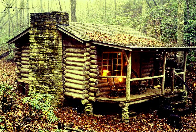 Small Old Log Cabin