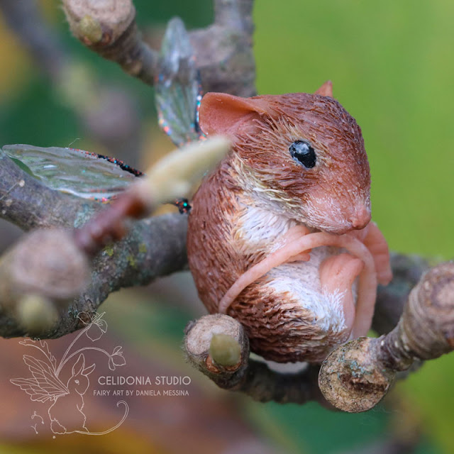 Polymer Clay Sculpture ooak Fairy Mouse