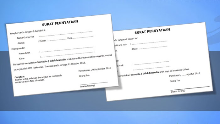 Contoh Surat Pernyataan Penolakan Imunisasi Difteri Dan Rubella