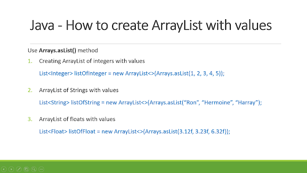 How to declare ArrayList with values in Java