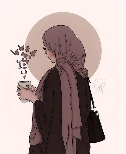 Hijab Girl Cartoon pic for FB Profile  | Cute Muslimah Cartoon Picture  ‌| Hijab Cartoon Couple pic