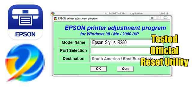 Epson Stylus Photo R280 Adjustment Program Reset Utility Epson Printer Reset