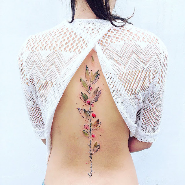 floral nature tattoos by Pis Saro