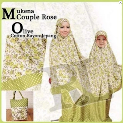 mukena katun jepang couple olive green