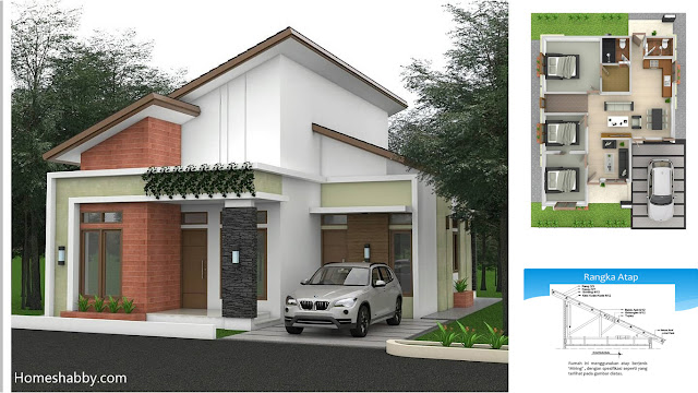 Desain dan Denah Rumah Terbaru Dengan Konsep Atap Miring 