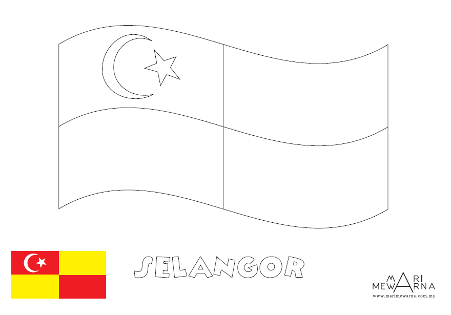 Mari Mewarna Bendera Negeri Selangor  Picolour
