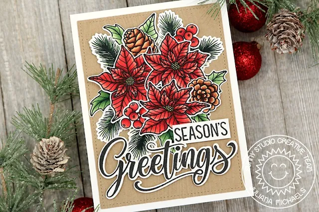 Sunny Studio Stamps: Classy Christmas Season's Greetings Christmas Themed Card by Juliana Michaels