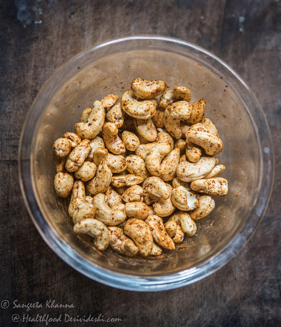 Roasted masala Cashew nuts in Microwave