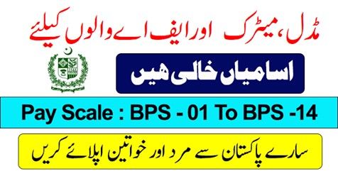 Amazing Jobs Announcement For All Pakistan Males & Females For (BPS-01 To BPS-14)