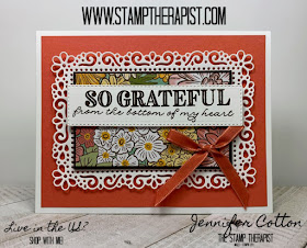 Jennifer shows how to make this Stampin' Up! Ornate Garden Suite So Grateful card.  Click the photo to go to the blog and see the video. #stampinup #StampTherapist